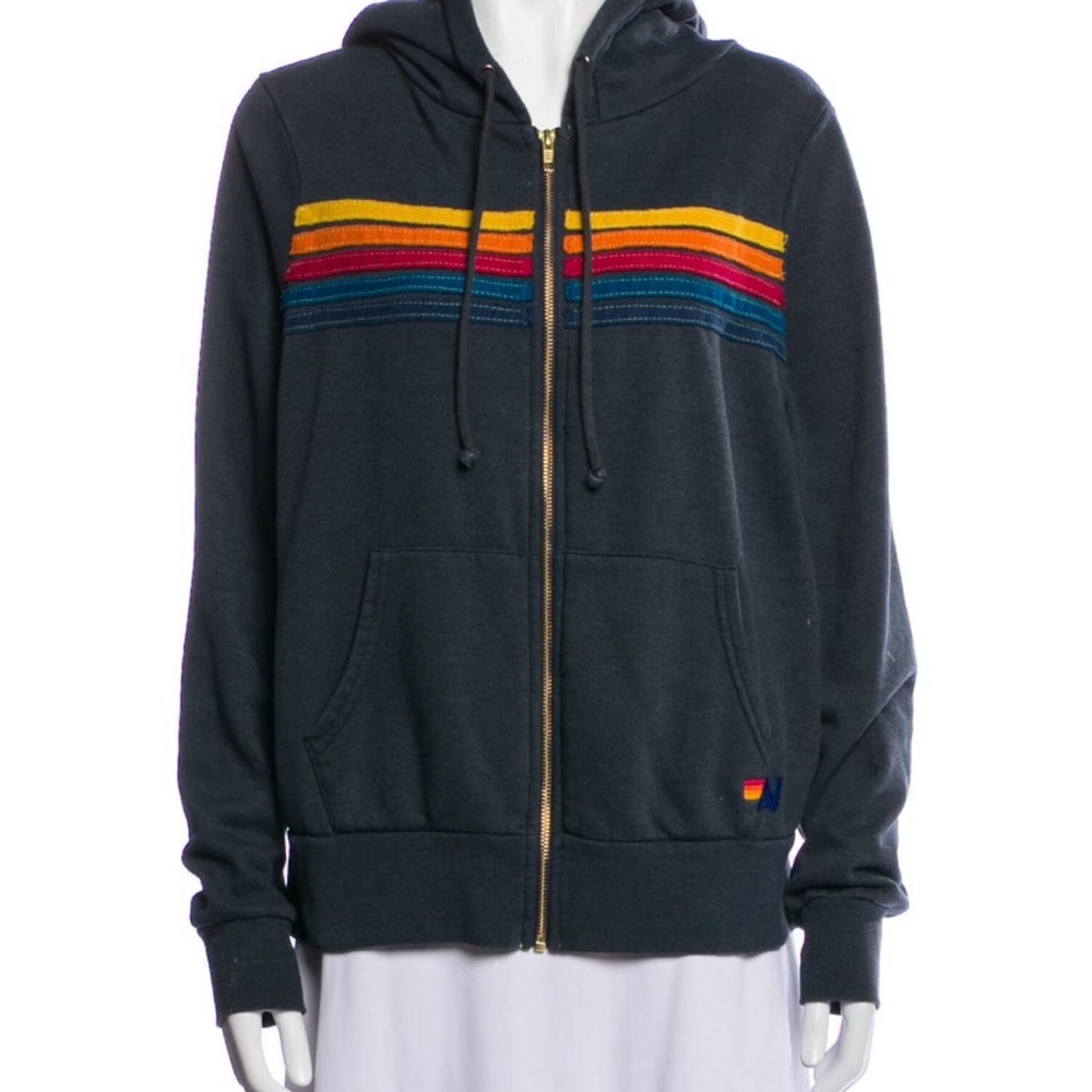 Aviator Nation striped bomber zip-up hoodie